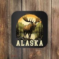 Glacier Mountain Landscape Alaskan Wildlife Alaska Moose Coaster thumb 0
