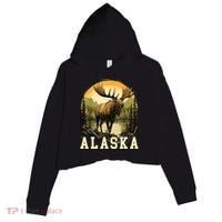 Glacier Mountain Landscape Alaskan Wildlife Alaska Moose Crop Fleece Hoodie thumb 0