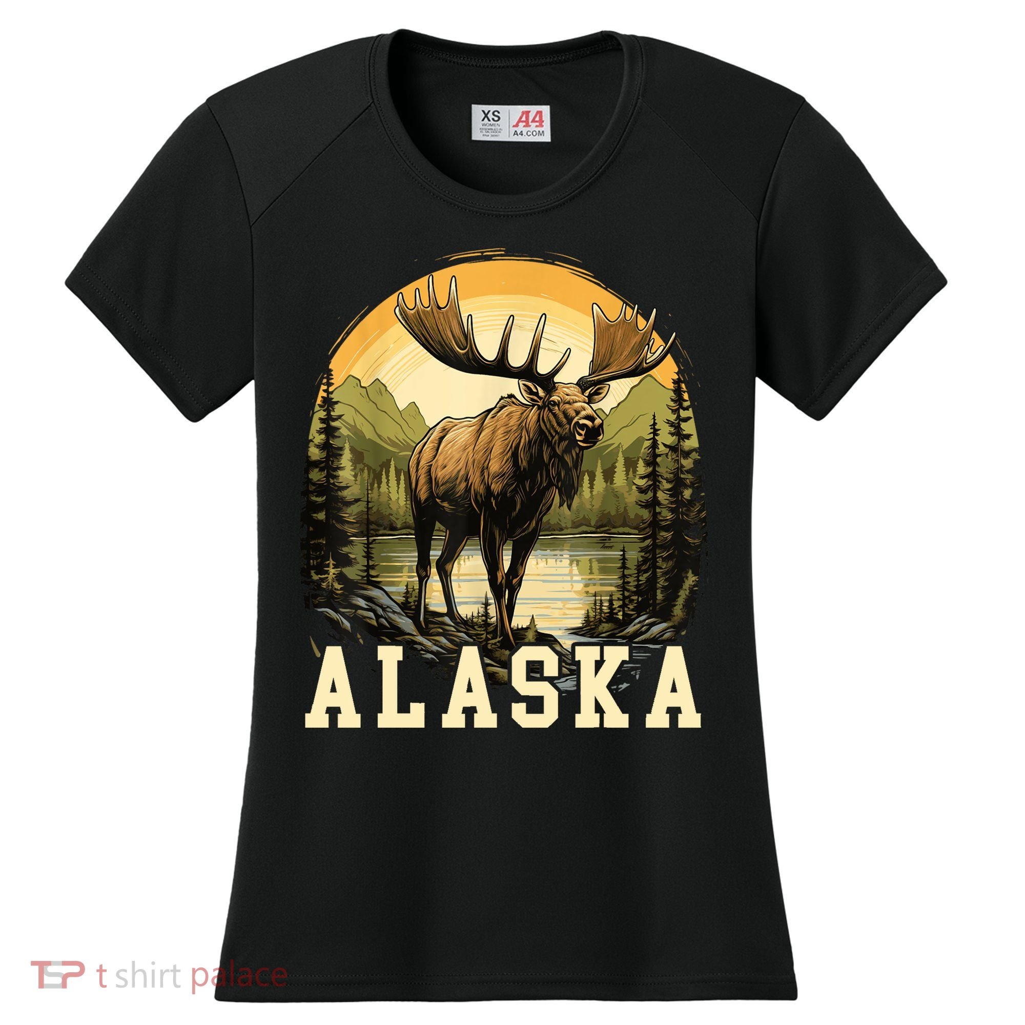 Glacier Mountain Landscape Alaskan Wildlife Alaska Moose Women's Cooling Performance Crew T-Shirt