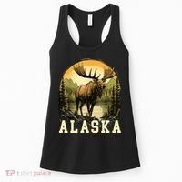 Glacier Mountain Landscape Alaskan Wildlife Alaska Moose Women's Tank Top thumb 0