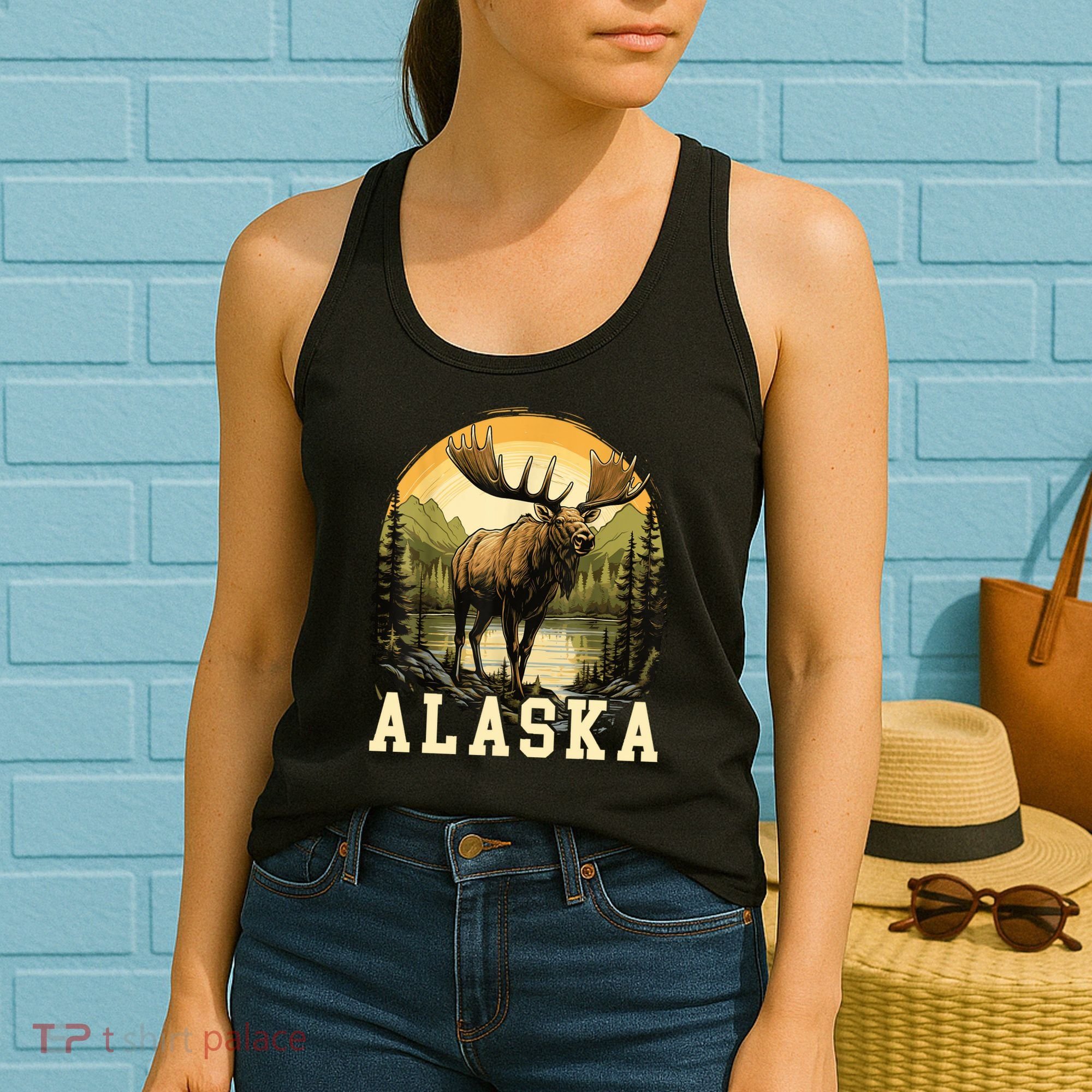 Glacier Mountain Landscape Alaskan Wildlife Alaska Moose Women's Tank Top