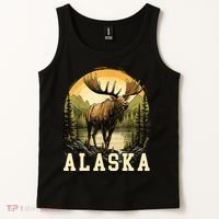 Glacier Mountain Landscape Alaskan Wildlife Alaska Moose Tank Top thumb 2