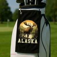 Glacier Mountain Landscape Alaskan Wildlife Alaska Moose Golf Towel thumb 2