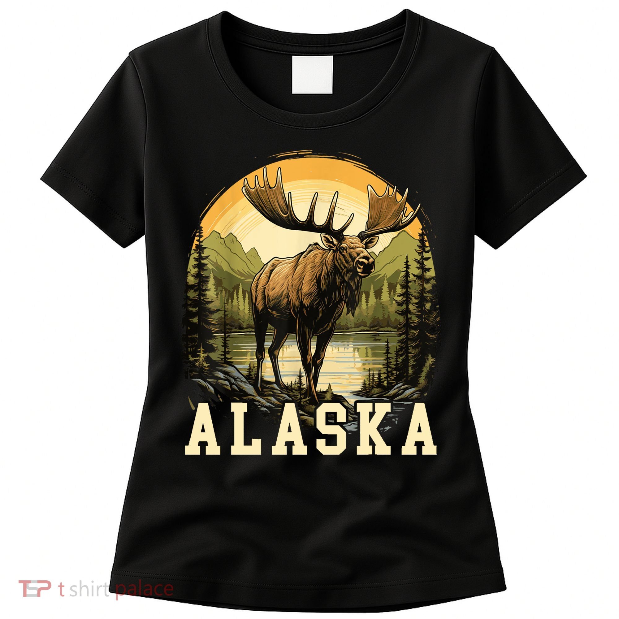 Glacier Mountain Landscape Alaskan Wildlife Alaska Moose Women's T-Shirt