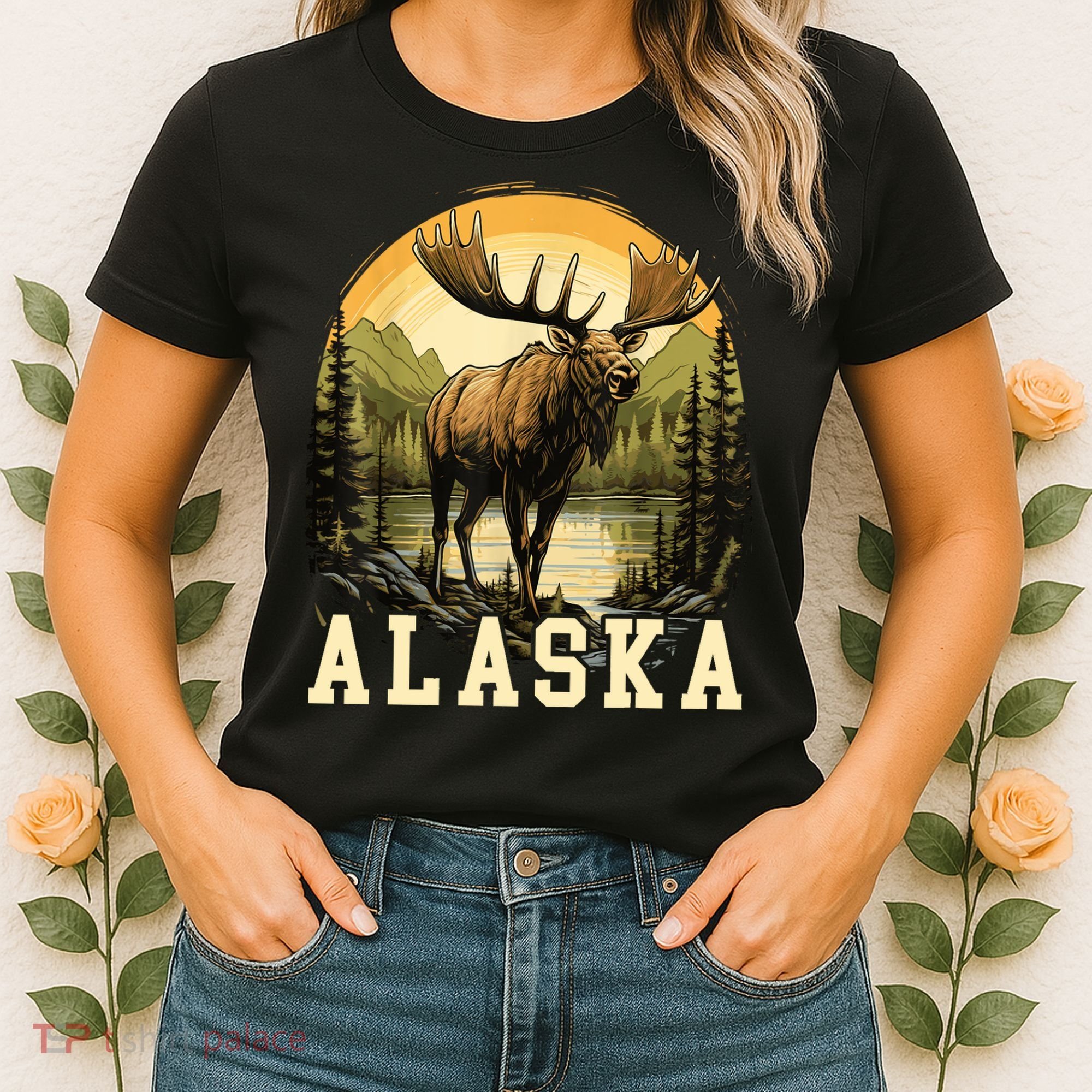 Glacier Mountain Landscape Alaskan Wildlife Alaska Moose Women's T-Shirt