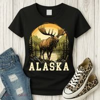 Glacier Mountain Landscape Alaskan Wildlife Alaska Moose Women's T-Shirt thumb 3