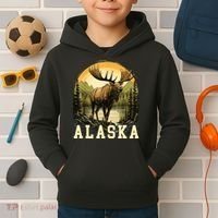 Glacier Mountain Landscape Alaskan Wildlife Alaska Moose Kids Hoodie thumb 2