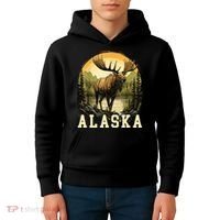 Glacier Mountain Landscape Alaskan Wildlife Alaska Moose Kids Hoodie thumb 4