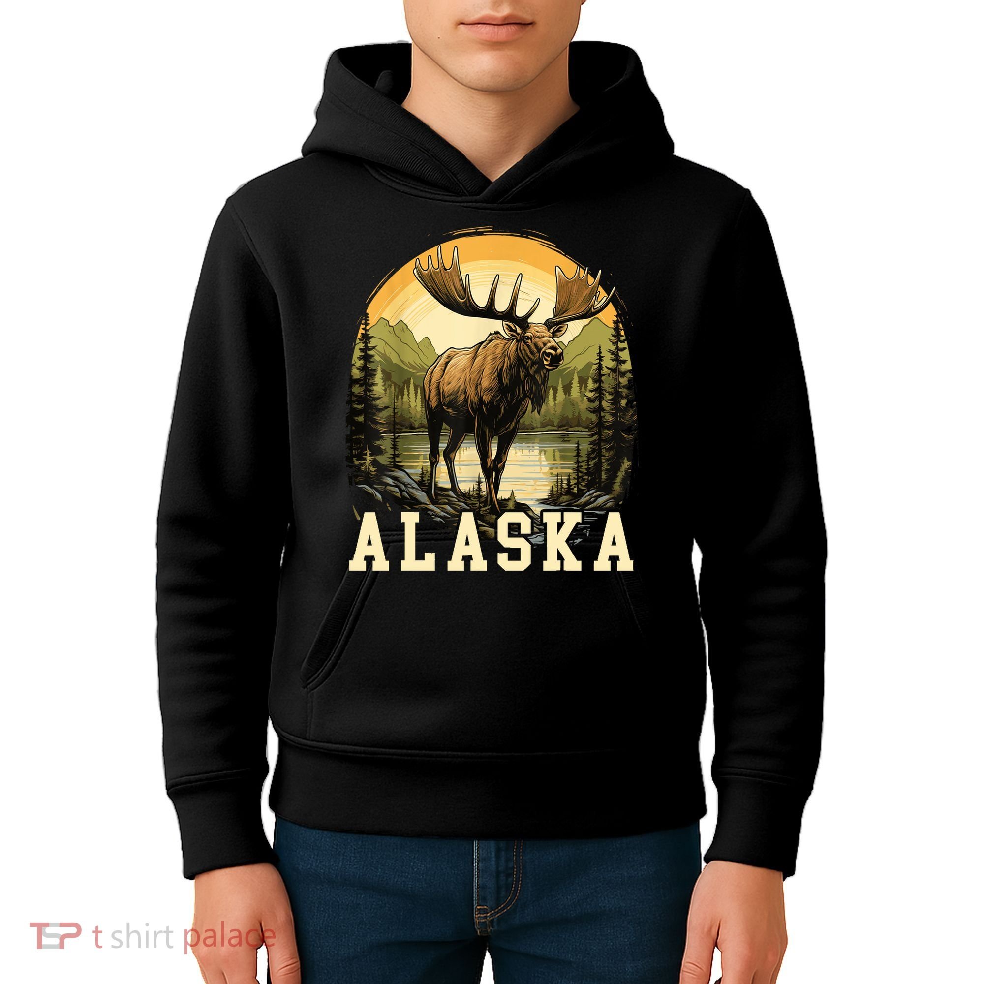 Glacier Mountain Landscape Alaskan Wildlife Alaska Moose Kids Hoodie
