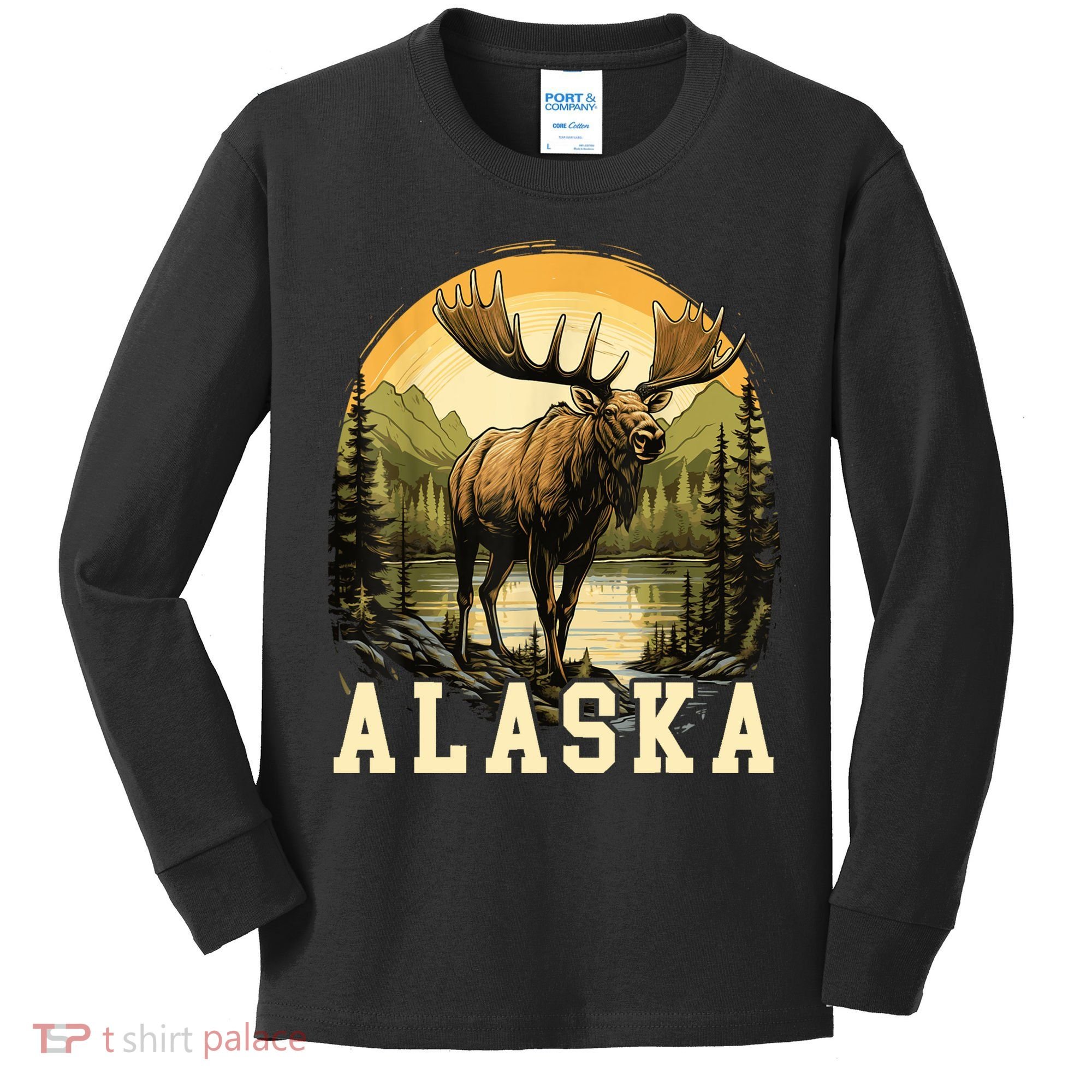 Glacier Mountain Landscape Alaskan Wildlife Alaska Moose Kids Long Sleeve Shirt