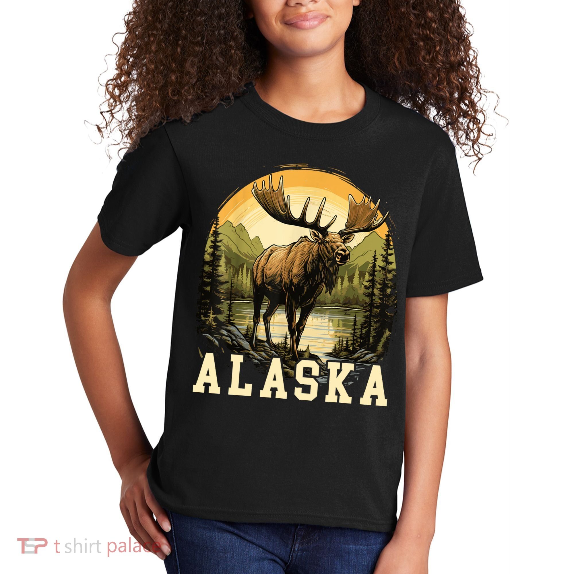 Glacier Mountain Landscape Alaskan Wildlife Alaska Moose Kids T-Shirt