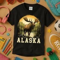 Glacier Mountain Landscape Alaskan Wildlife Alaska Moose Kids T-Shirt thumb 3