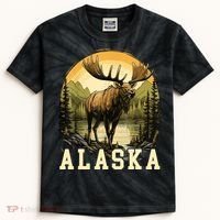 Glacier Mountain Landscape Alaskan Wildlife Alaska Moose Kids Tie-Dye T-Shirt thumb 0