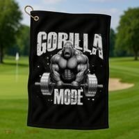 Gorilla Mode Lifting Weights Gym Workout Beast Motivation Meaningful Gift Golf Towel thumb 1