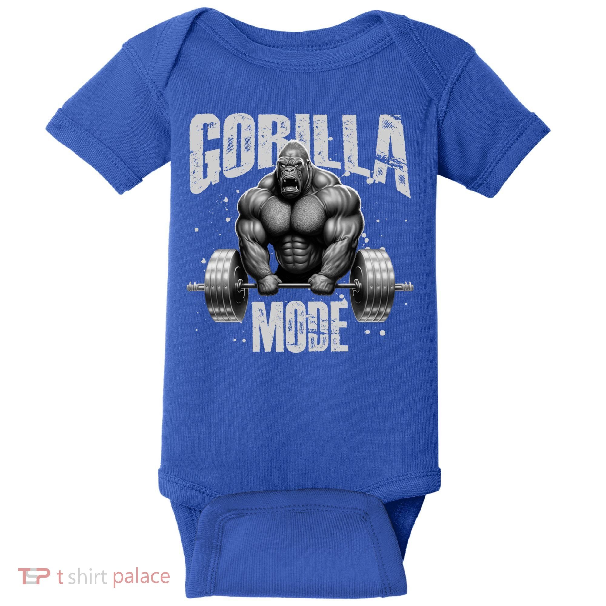 Gorilla Mode Lifting Weights Gym Workout Beast Motivation Meaningful Gift Baby Bodysuit
