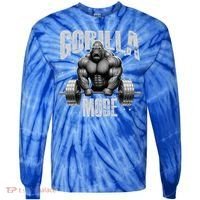 Gorilla Mode Lifting Weights Gym Workout Beast Motivation Meaningful Gift Tie-Dye Long Sleeve Shirt thumb 0