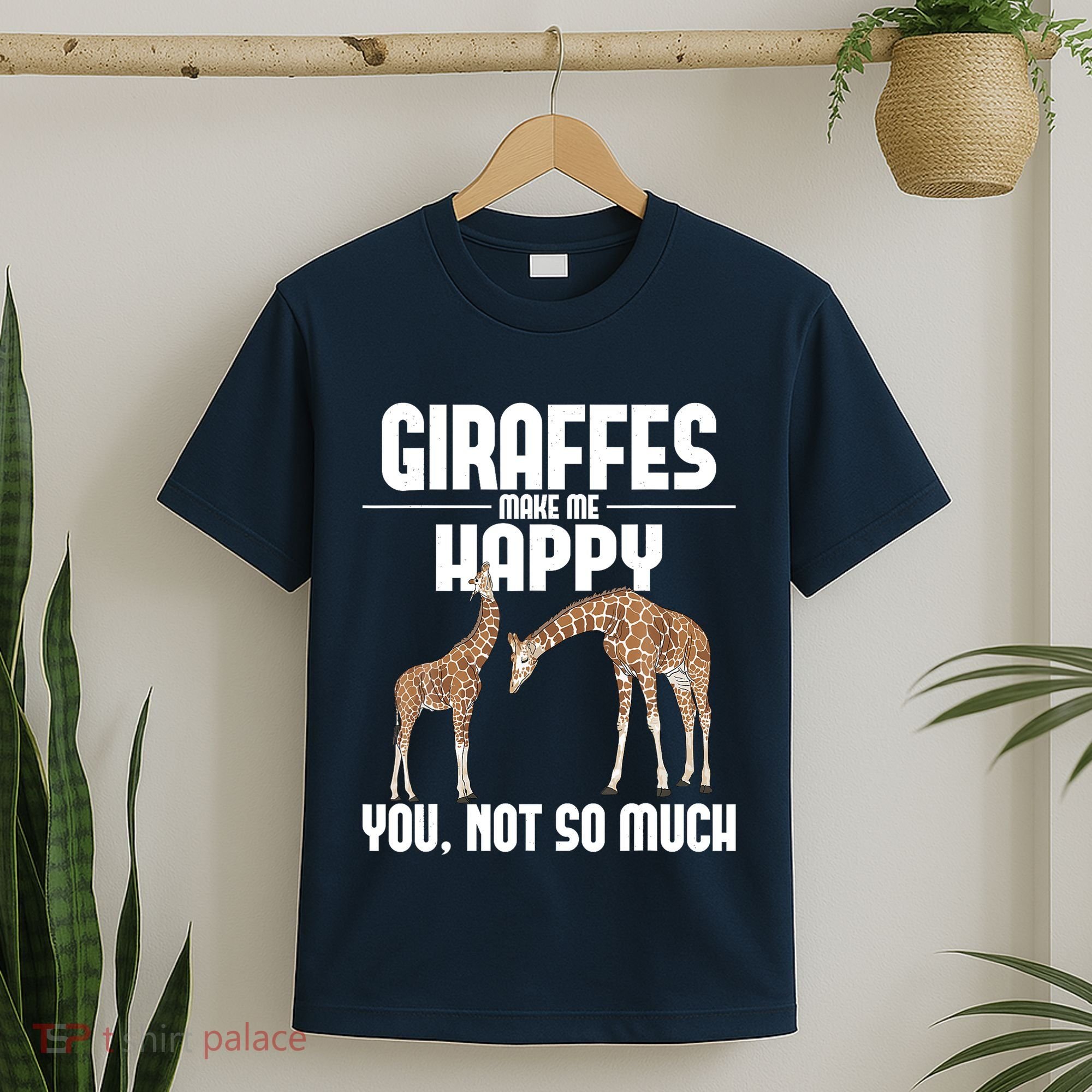 Giraffes Make Me Happy Safari Zoo Animal Lover Giraffe T-Shirt