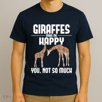 Giraffes Make Me Happy Safari Zoo Animal Lover Giraffe T-Shirt thumb 3
