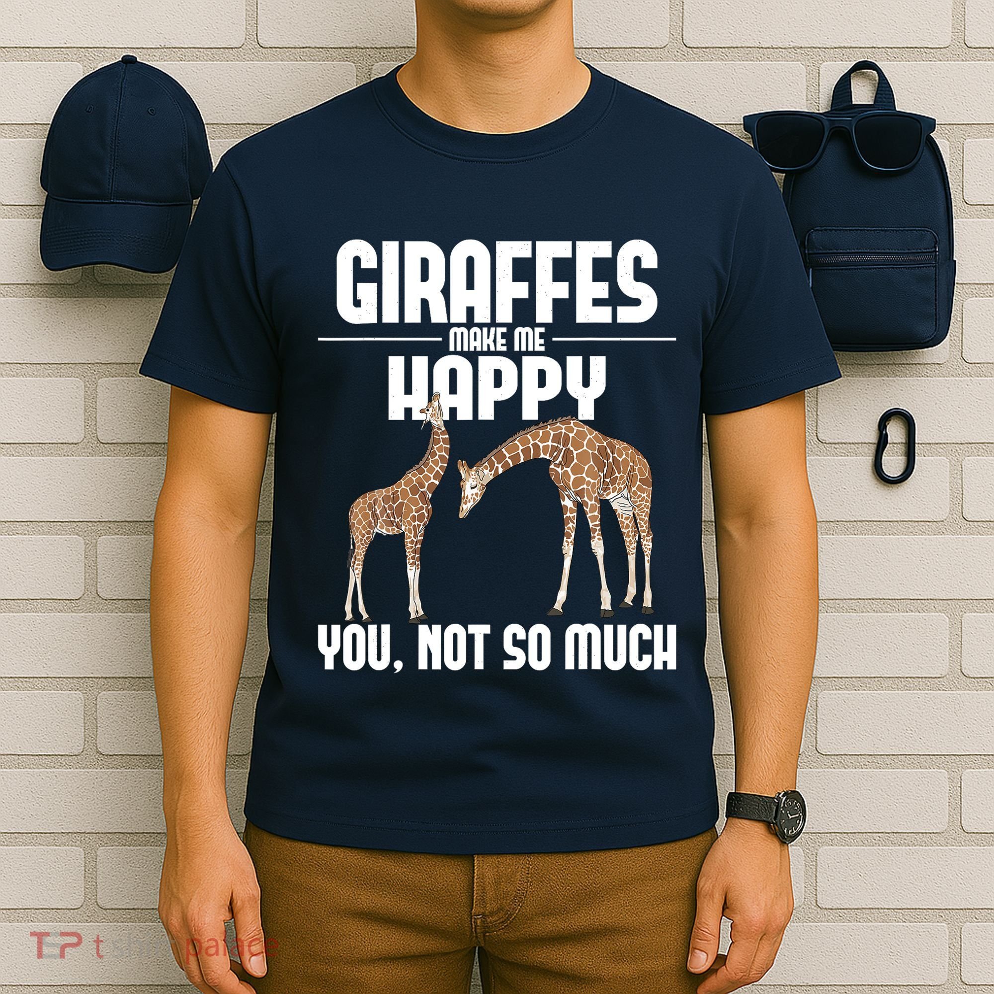 Giraffes Make Me Happy Safari Zoo Animal Lover Giraffe T-Shirt