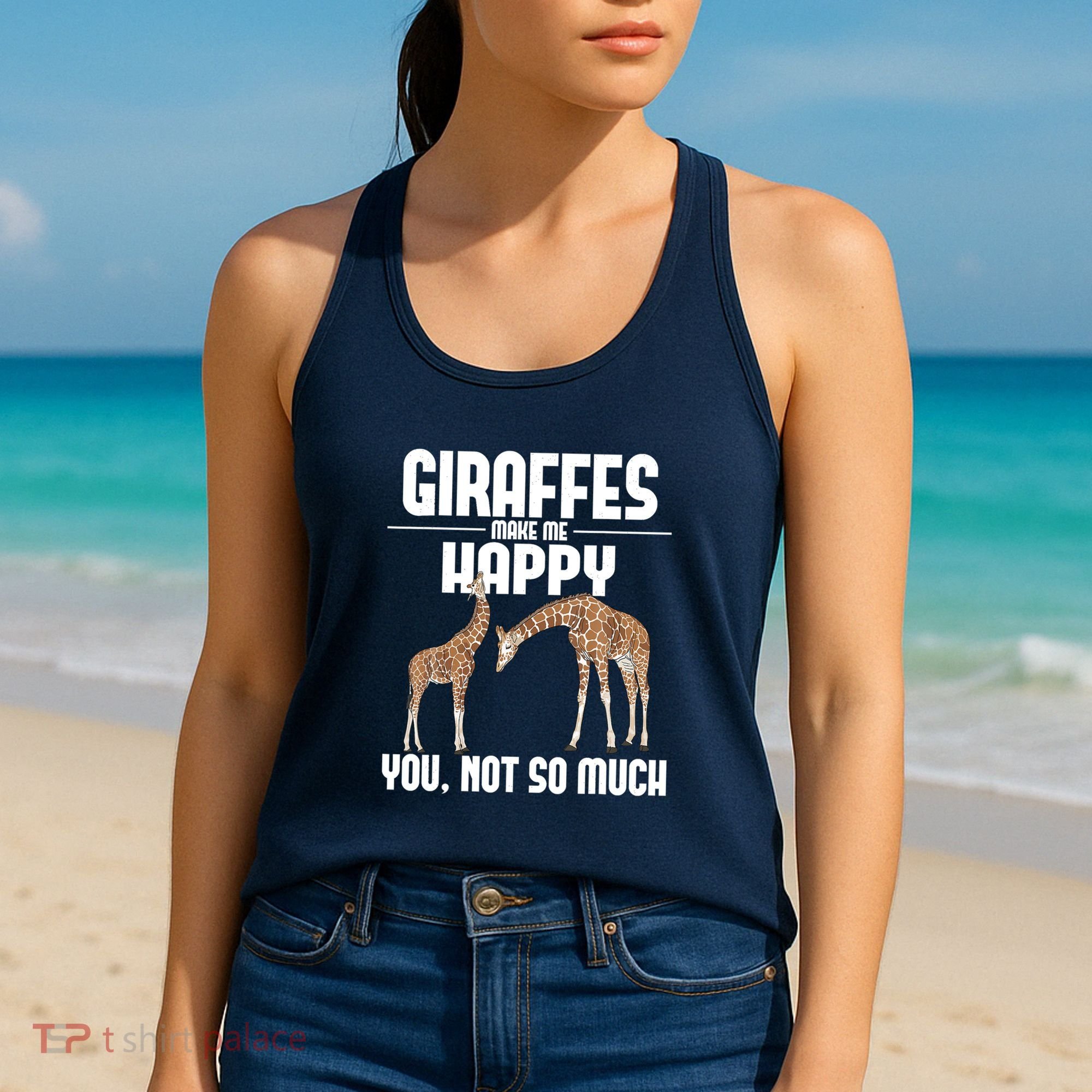 Giraffes Make Me Happy Safari Zoo Animal Lover Giraffe Women's Tank Top