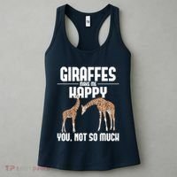 Giraffes Make Me Happy Safari Zoo Animal Lover Giraffe Women's Tank Top thumb 3