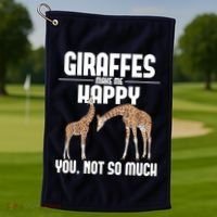 Giraffes Make Me Happy Safari Zoo Animal Lover Giraffe Golf Towel thumb 1