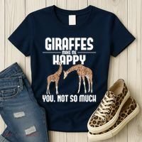 Giraffes Make Me Happy Safari Zoo Animal Lover Giraffe Women's T-Shirt thumb 3