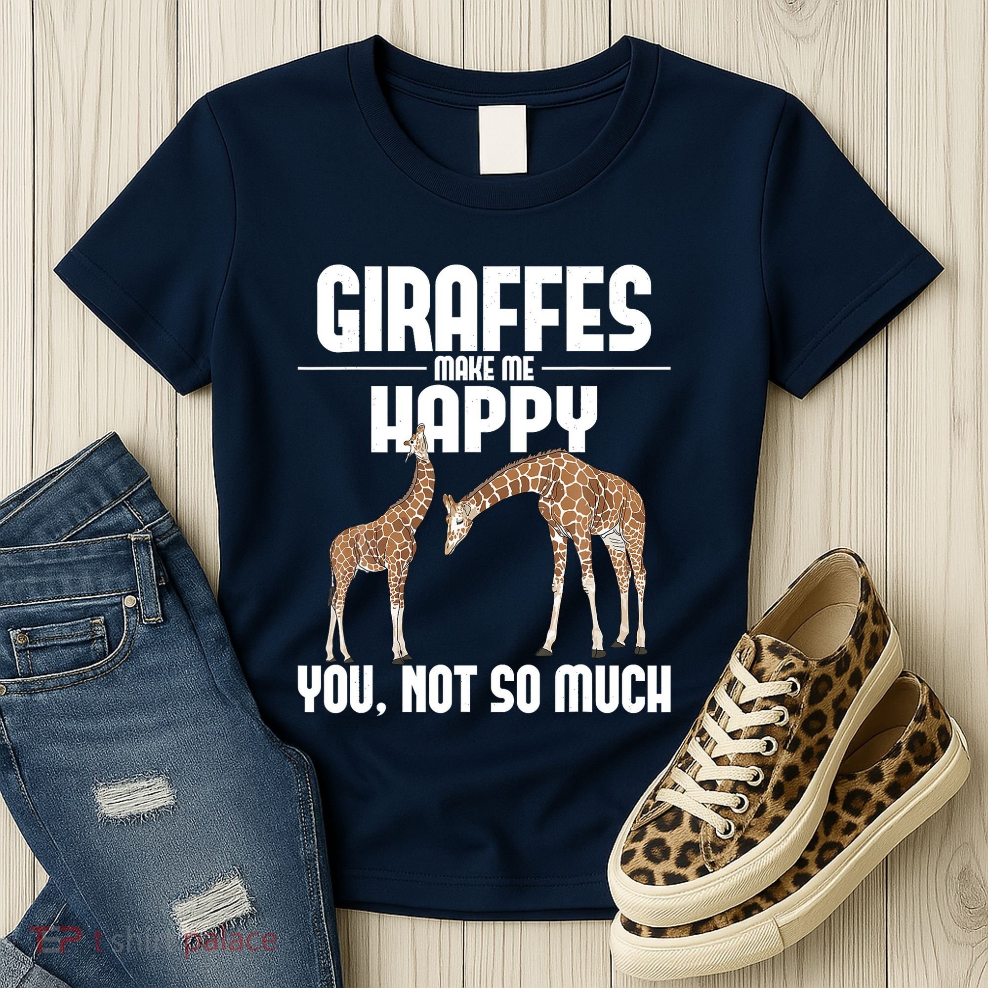 Giraffes Make Me Happy Safari Zoo Animal Lover Giraffe Women's T-Shirt