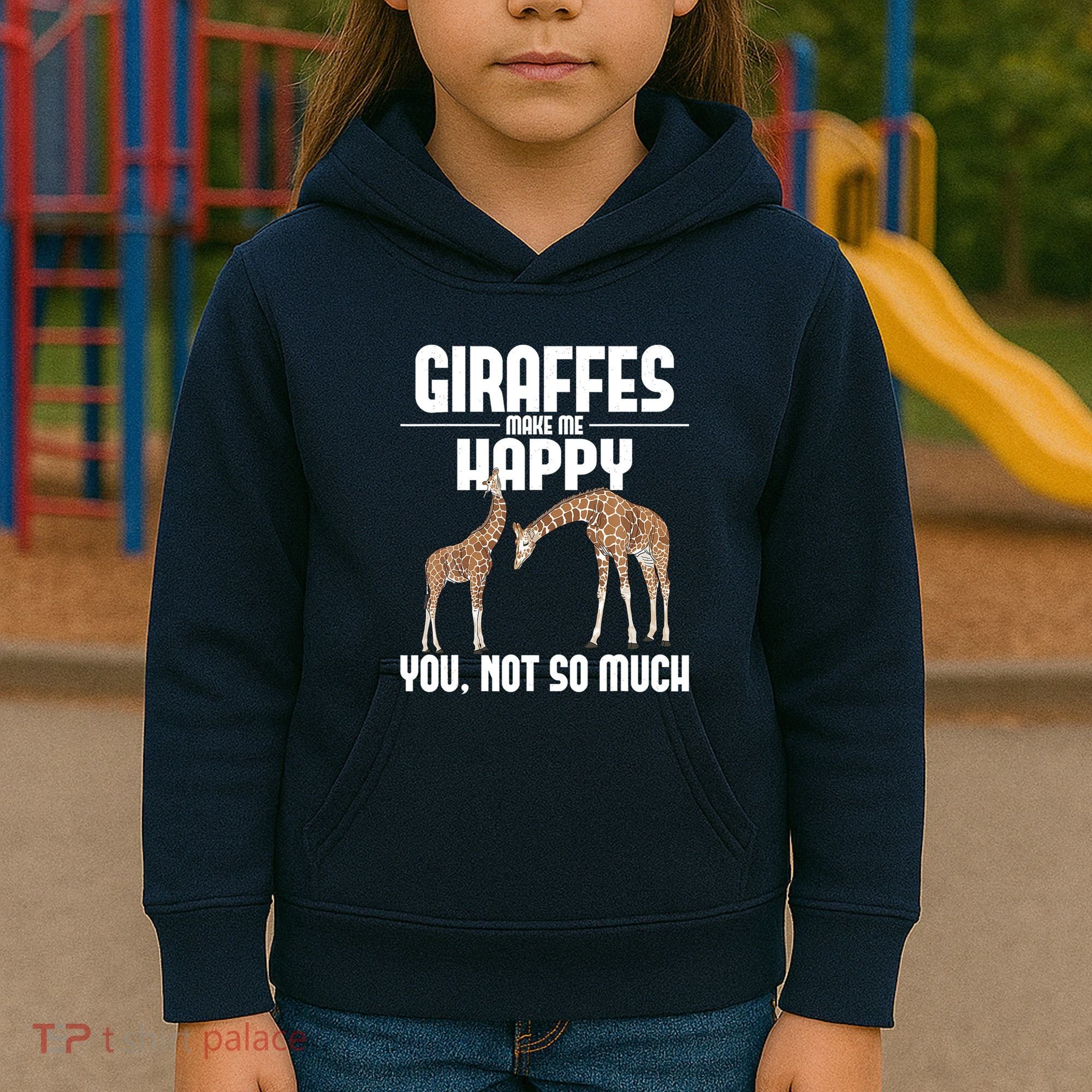 Giraffes Make Me Happy Safari Zoo Animal Lover Giraffe Kids Hoodie