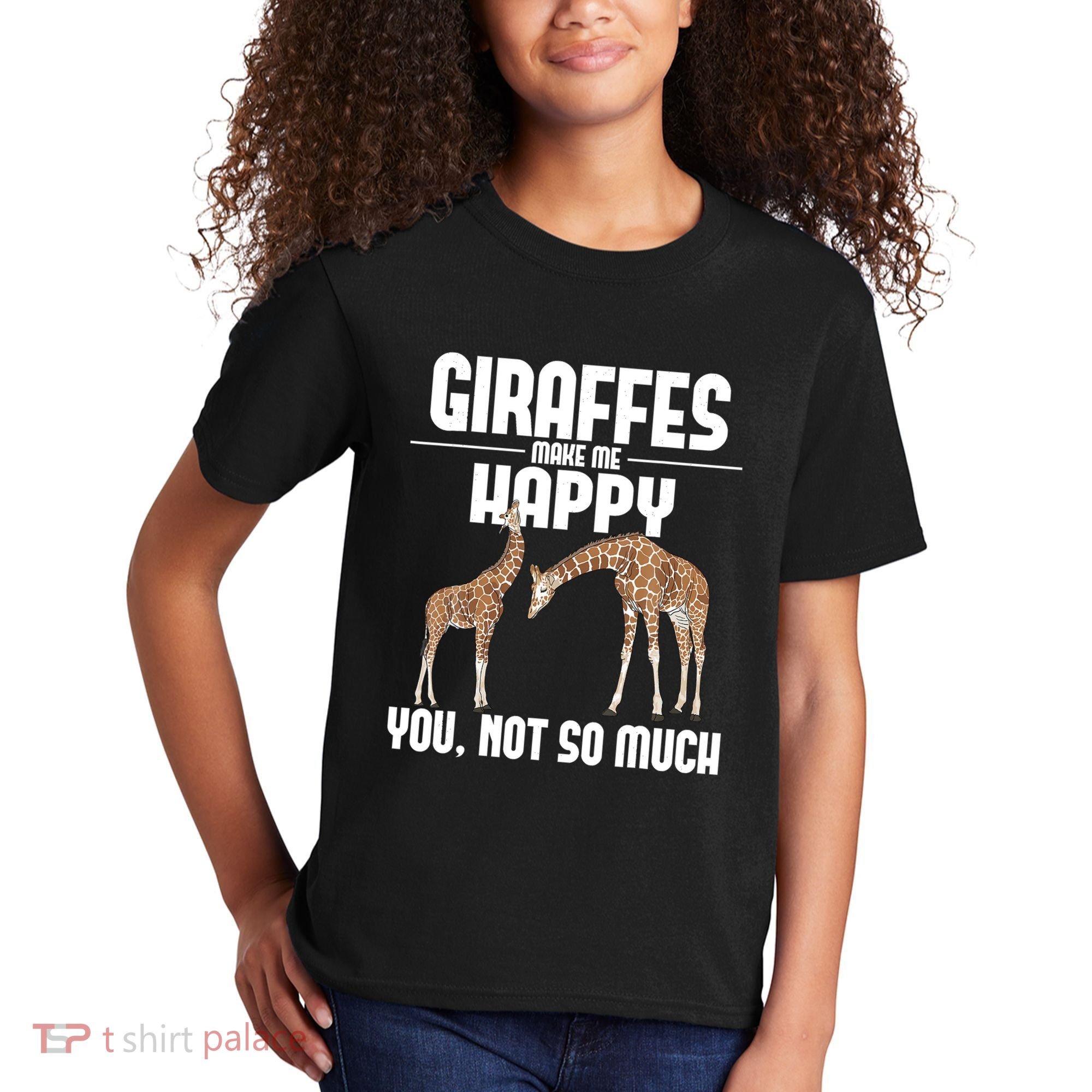Giraffes Make Me Happy Safari Zoo Animal Lover Giraffe Kids T-Shirt