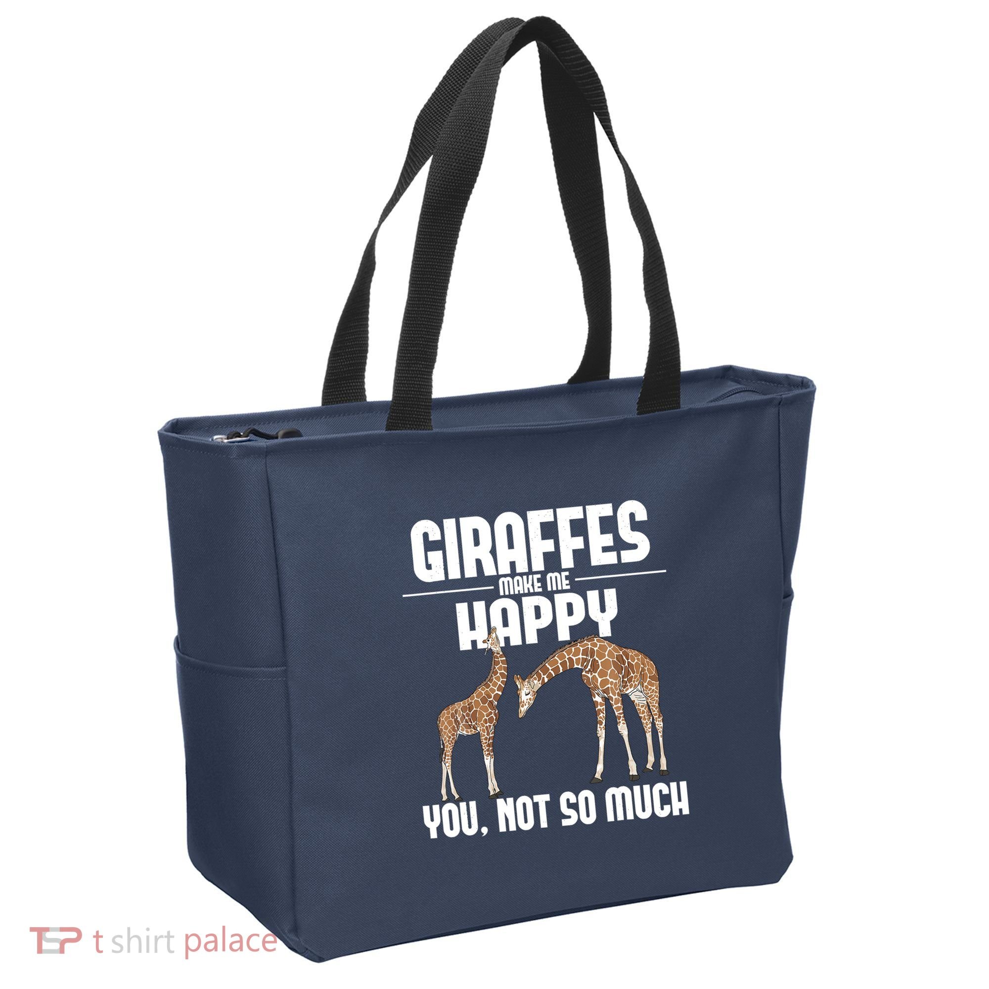 Giraffes Make Me Happy Safari Zoo Animal Lover Giraffe Tote Bag