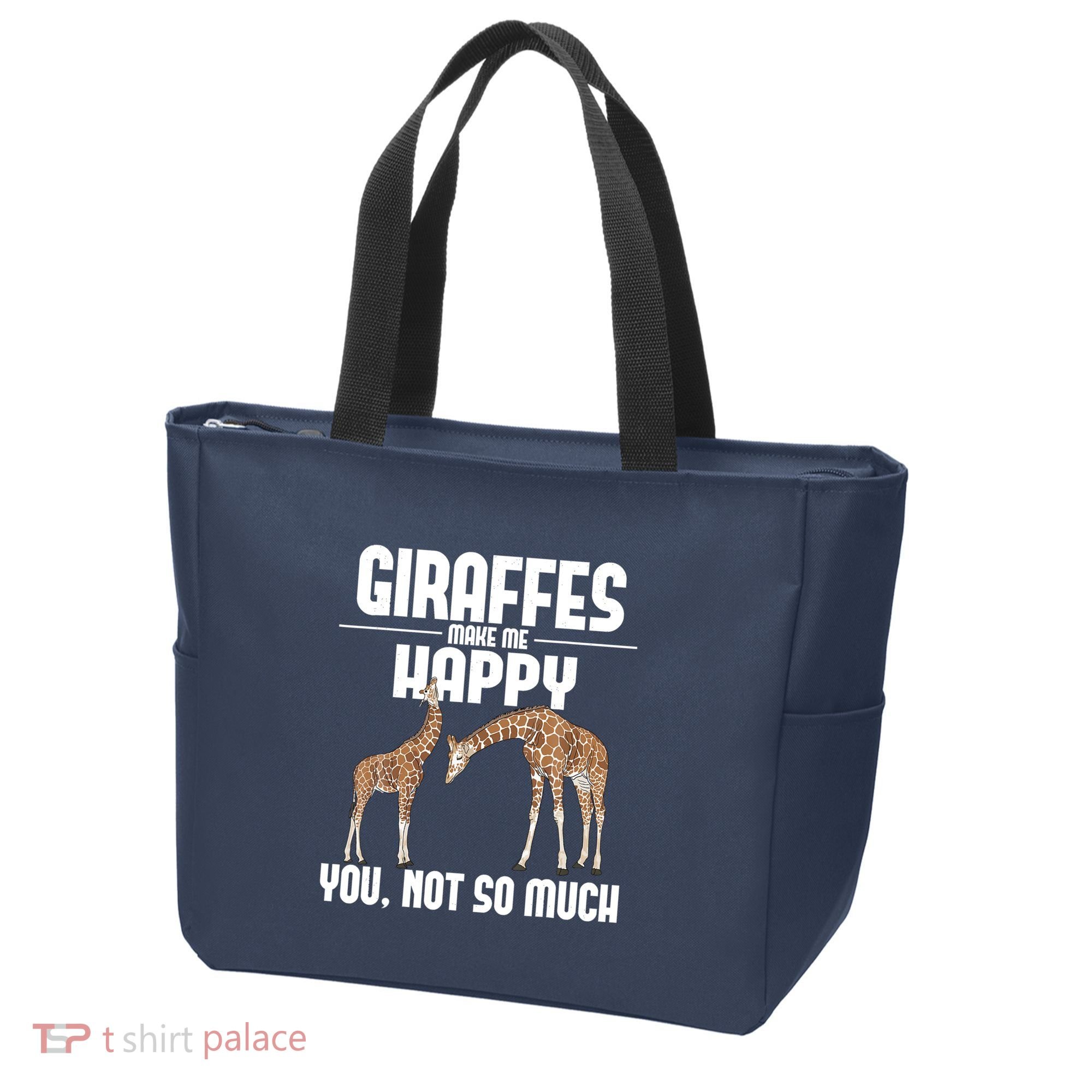 Giraffes Make Me Happy Safari Zoo Animal Lover Giraffe Tote Bag