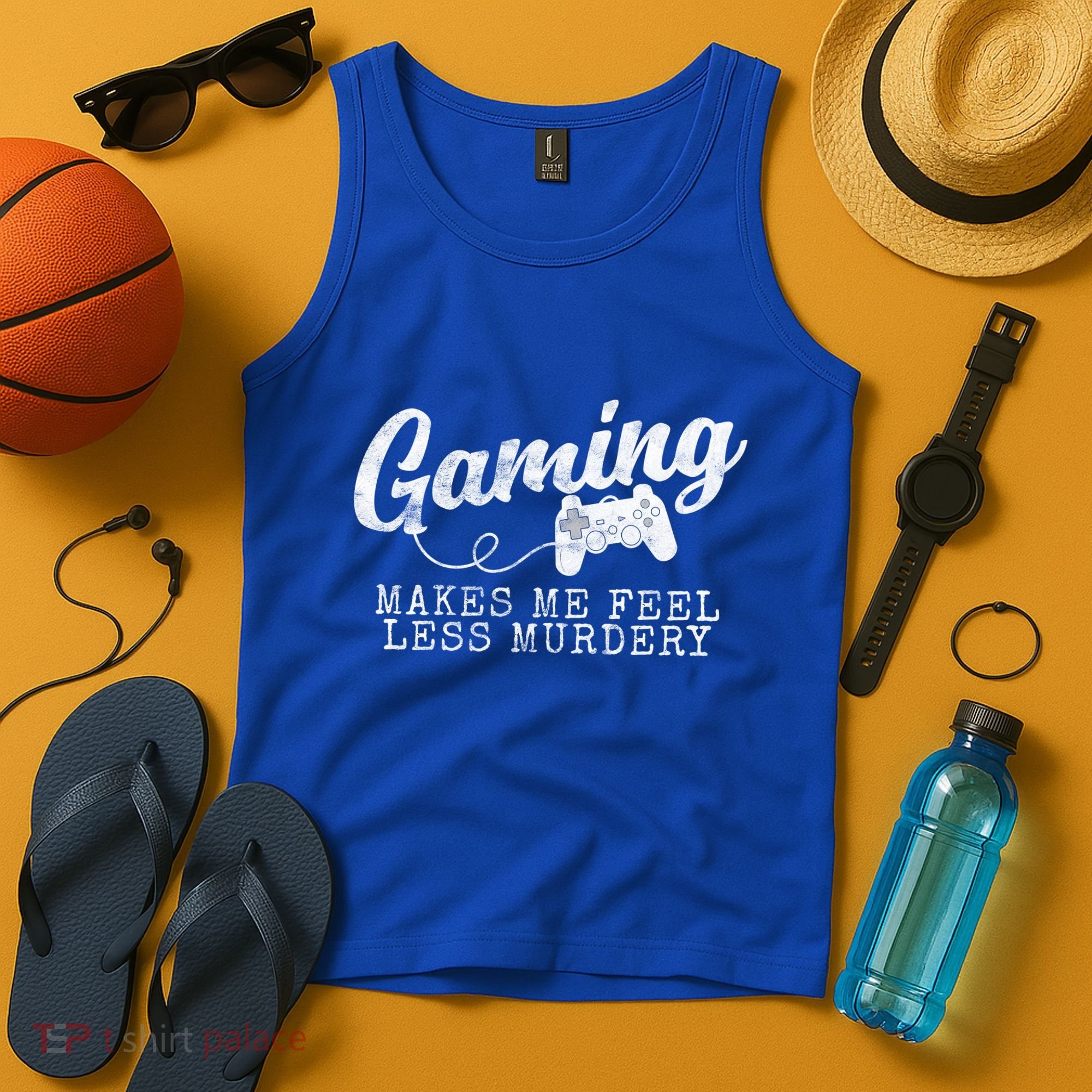 Gaming Makes Me Feel Less Murdery Funny Tank Top