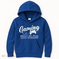 Gaming Makes Me Feel Less Murdery Funny Kids Hoodie thumb 0
