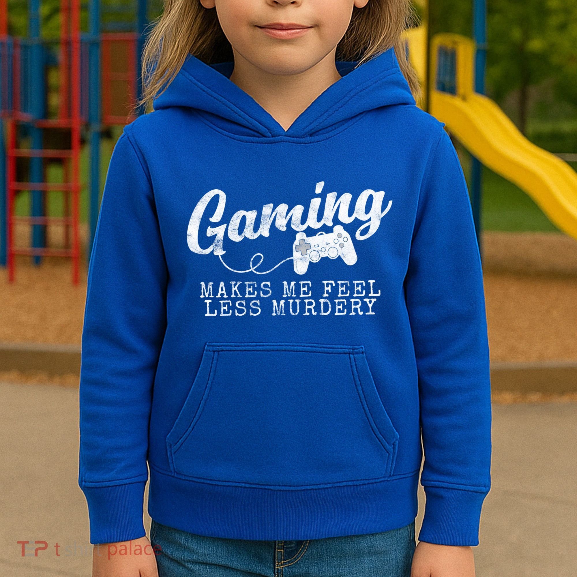 Gaming Makes Me Feel Less Murdery Funny Kids Hoodie