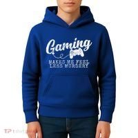 Gaming Makes Me Feel Less Murdery Funny Kids Hoodie thumb 4