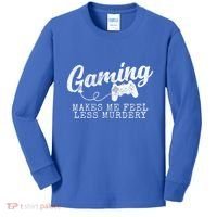 Gaming Makes Me Feel Less Murdery Funny Kids Long Sleeve Shirt thumb 0