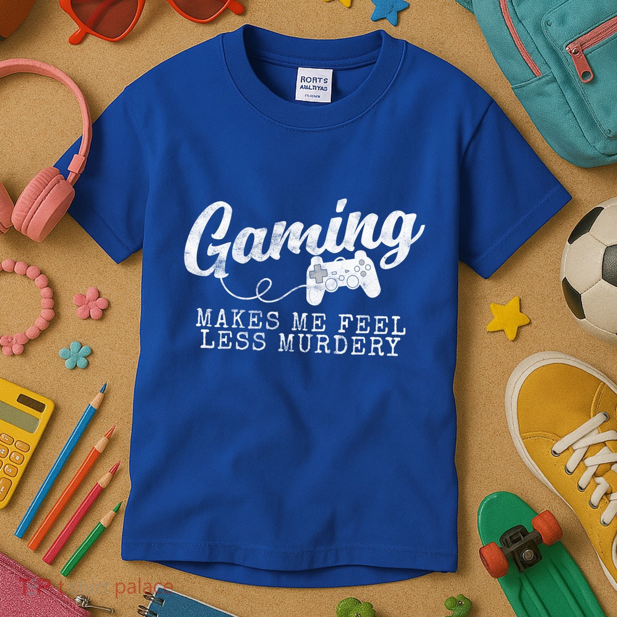 Gaming Makes Me Feel Less Murdery Funny Kids T-Shirt