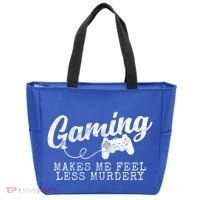 Gaming Makes Me Feel Less Murdery Funny Tote Bag thumb 0