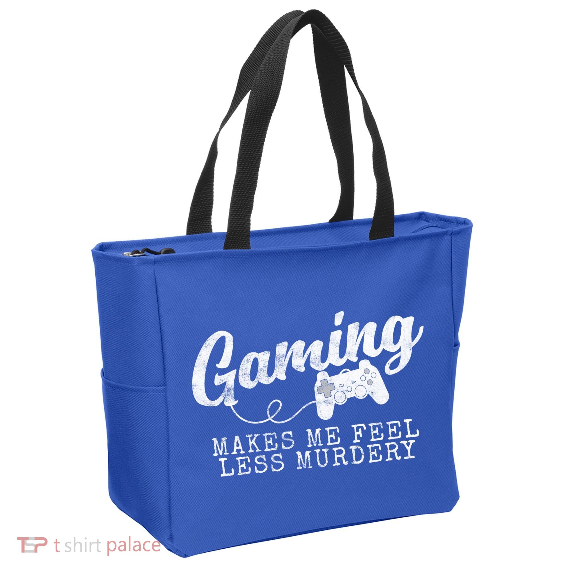 Gaming Makes Me Feel Less Murdery Funny Tote Bag