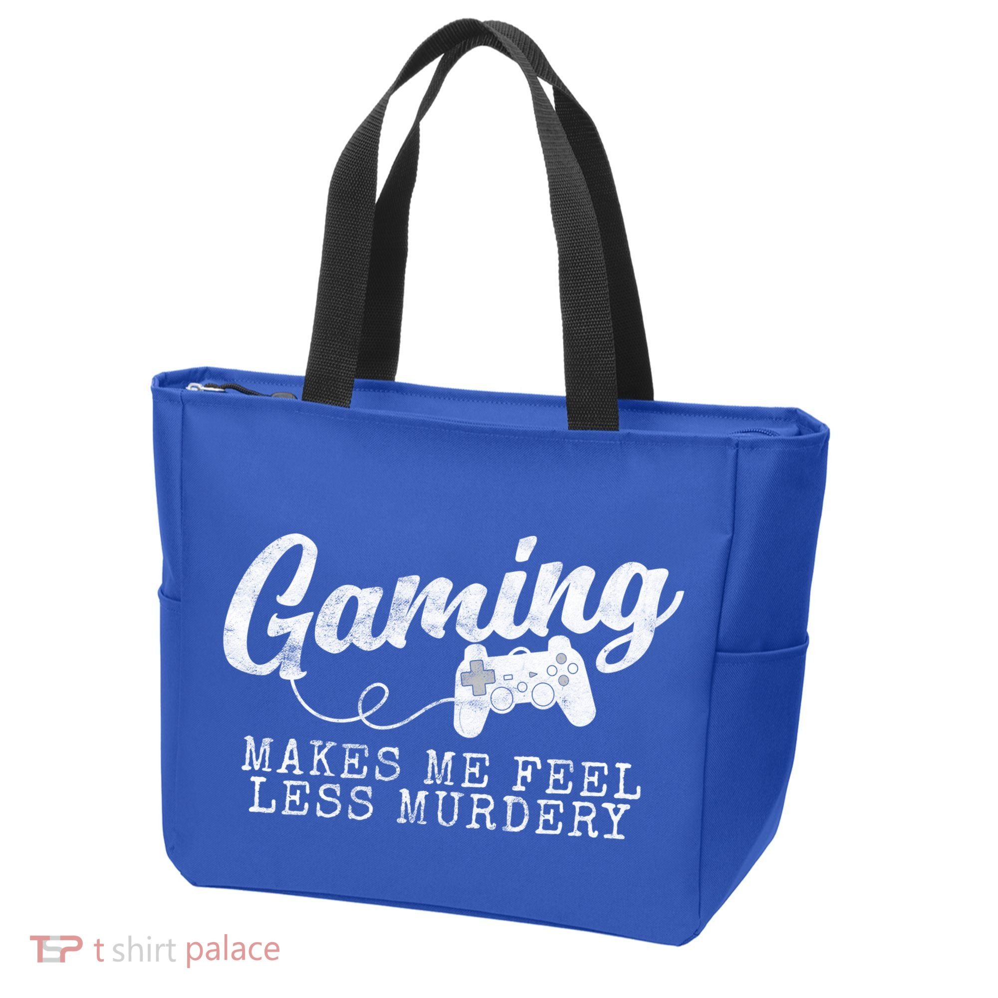Gaming Makes Me Feel Less Murdery Funny Tote Bag