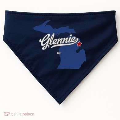 Glennie Michigan MI Map USA-Made Doggie Bandana