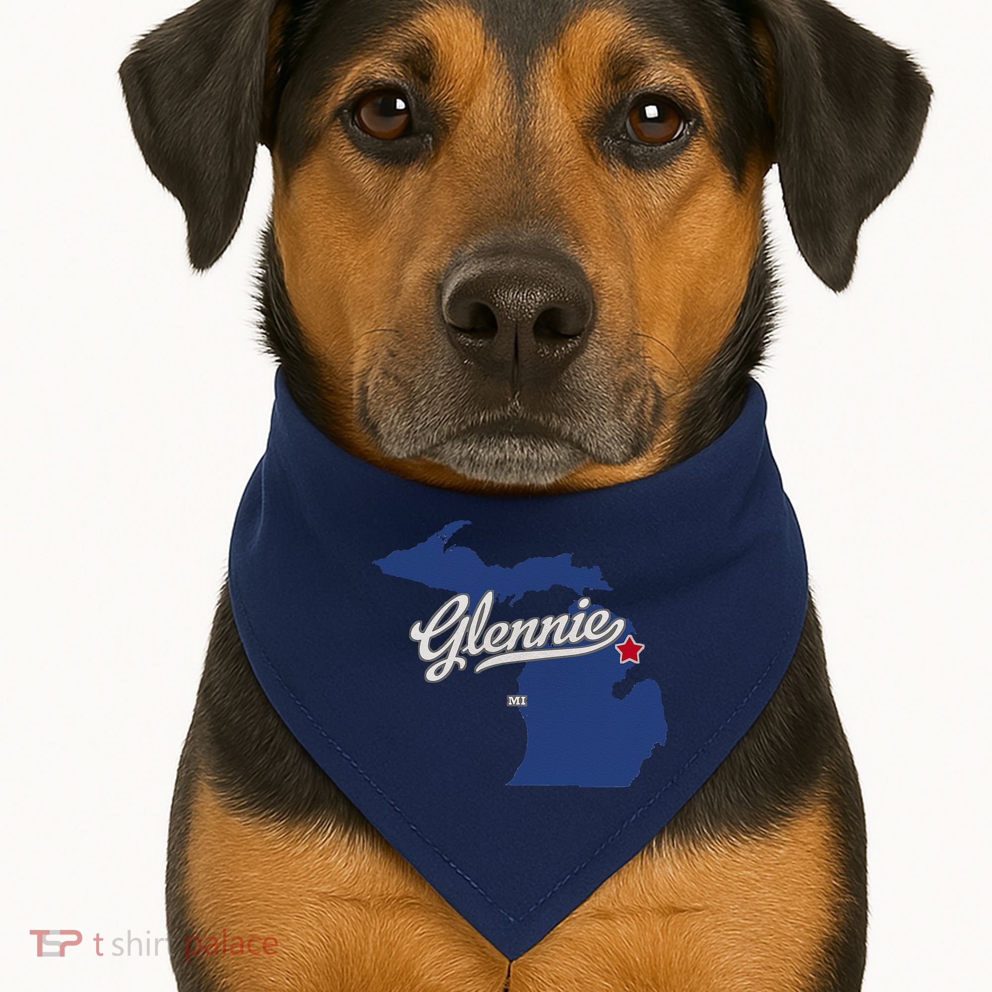 Glennie Michigan MI Map USA-Made Doggie Bandana