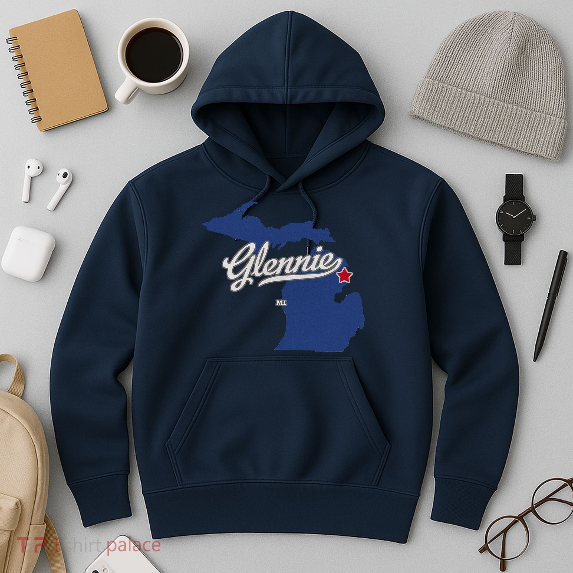Glennie Michigan MI Map Hoodie