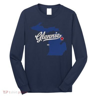 Glennie Michigan MI Map Long Sleeve Shirt