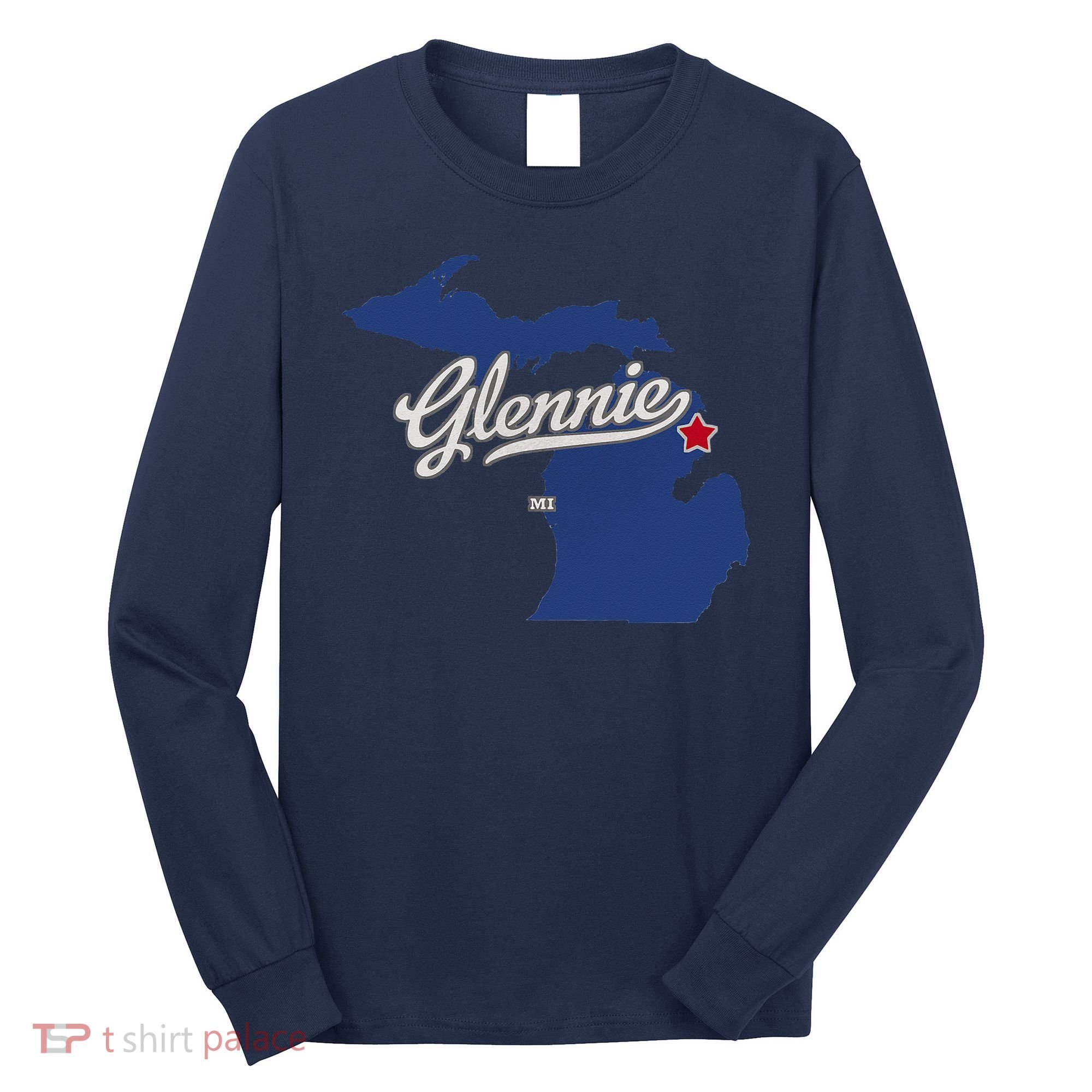 Glennie Michigan MI Map Long Sleeve Shirt