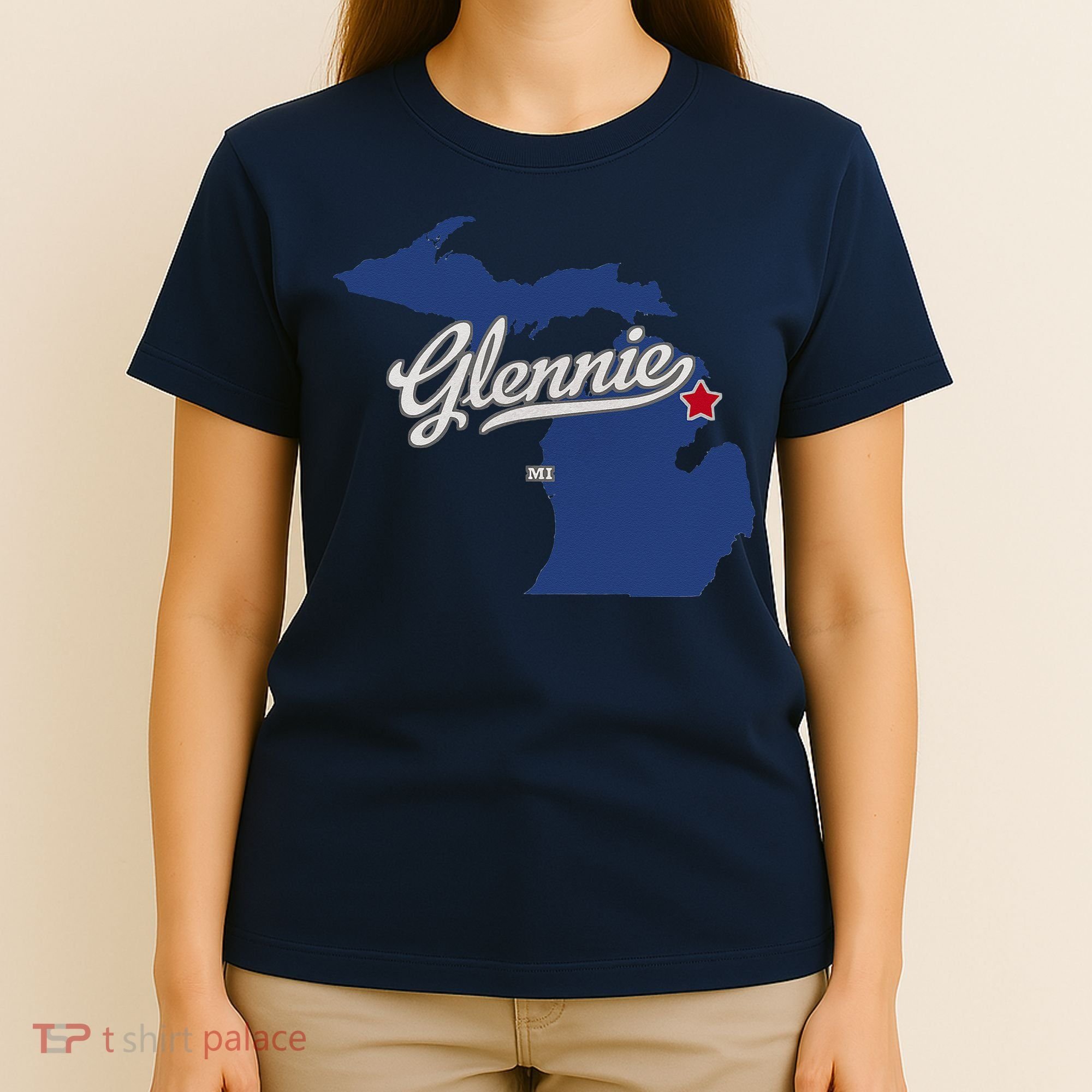 Glennie Michigan MI Map T-Shirt