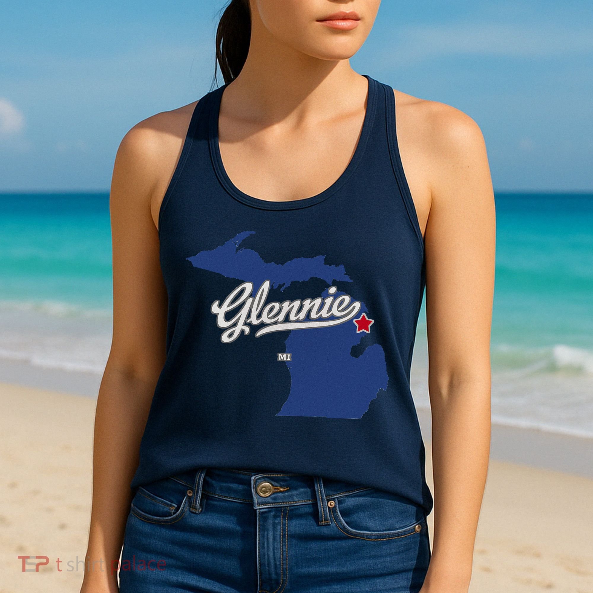 Glennie Michigan MI Map Women's Tank Top