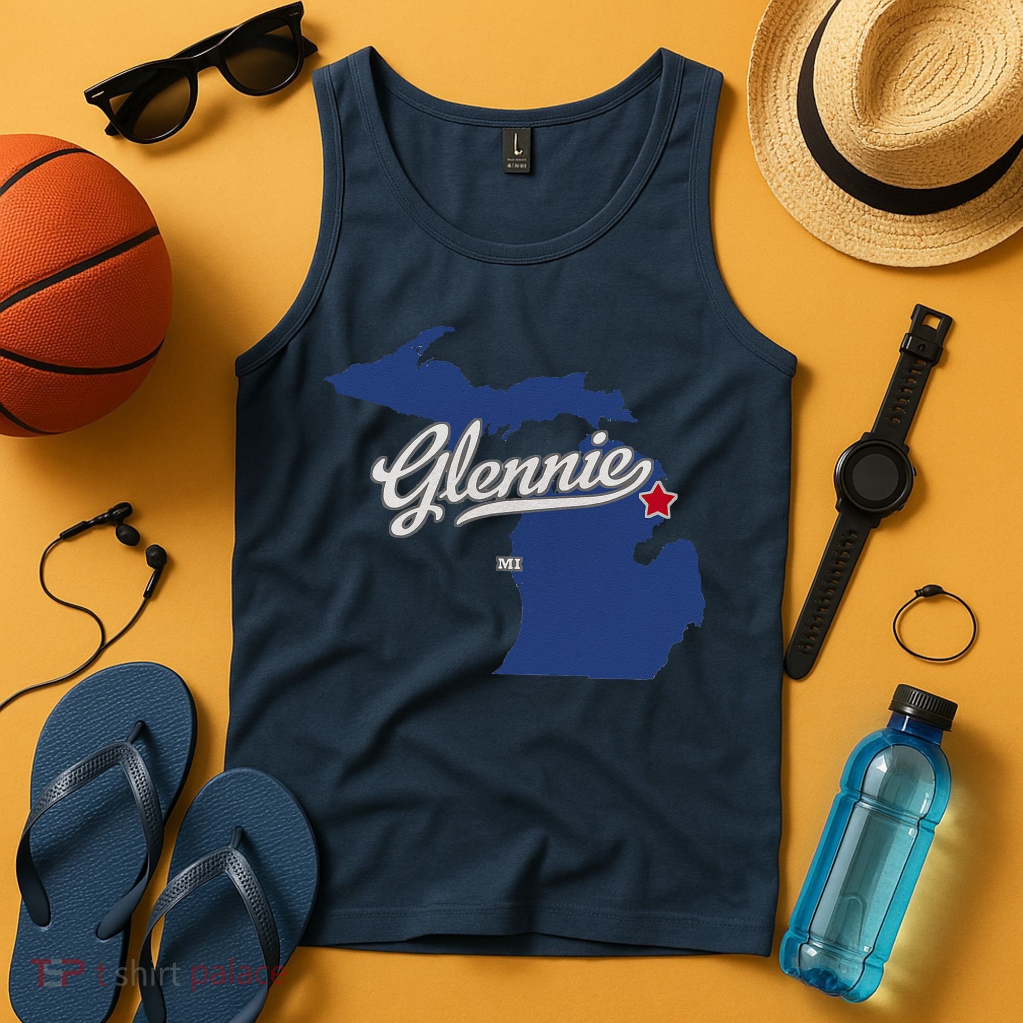Glennie Michigan MI Map Tank Top