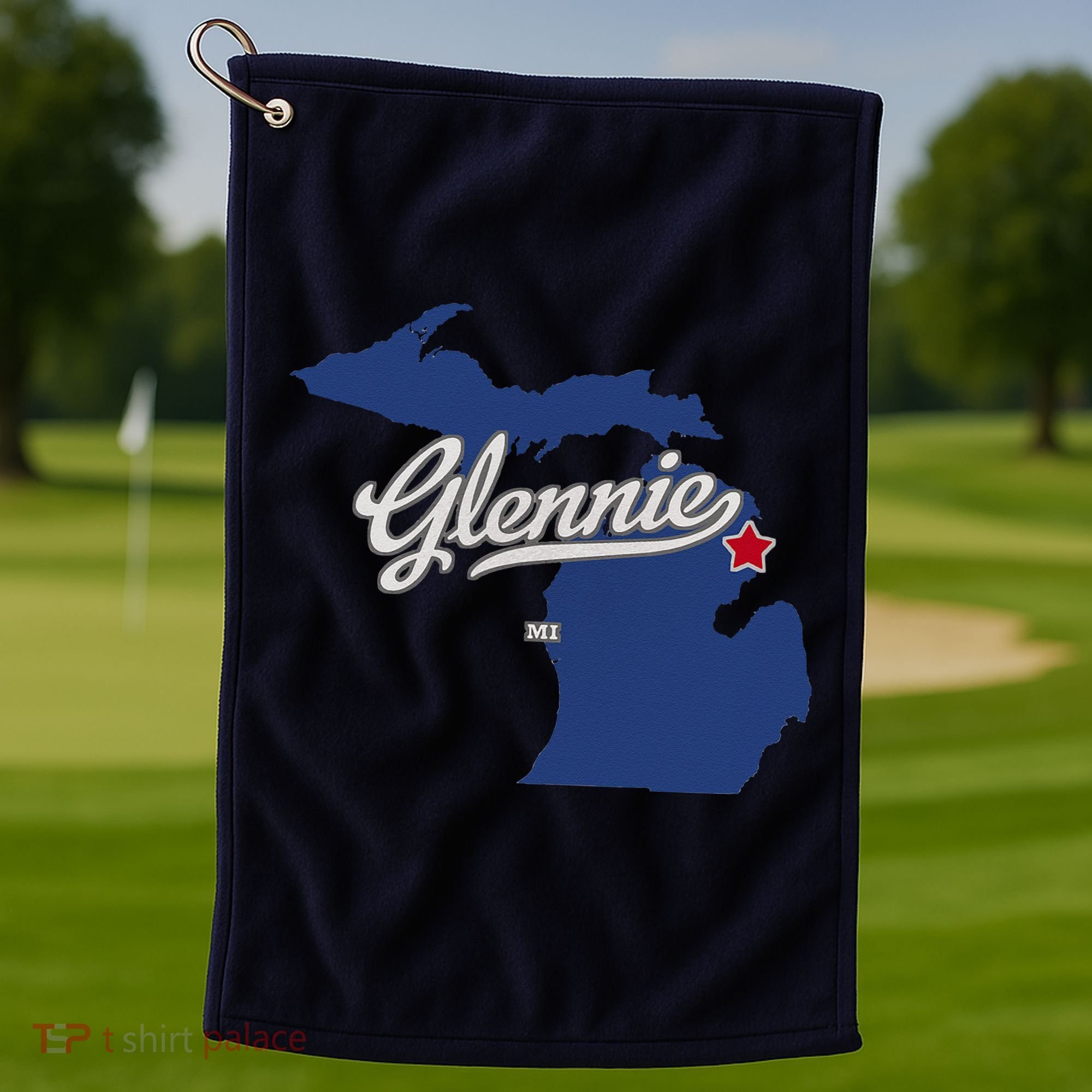 Glennie Michigan MI Map Golf Towel